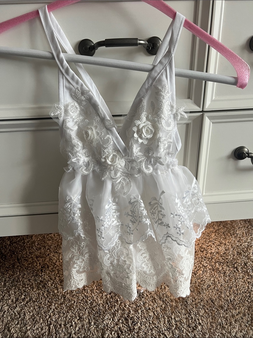 White Lace Peplum Bralette Top - Women's Intimates